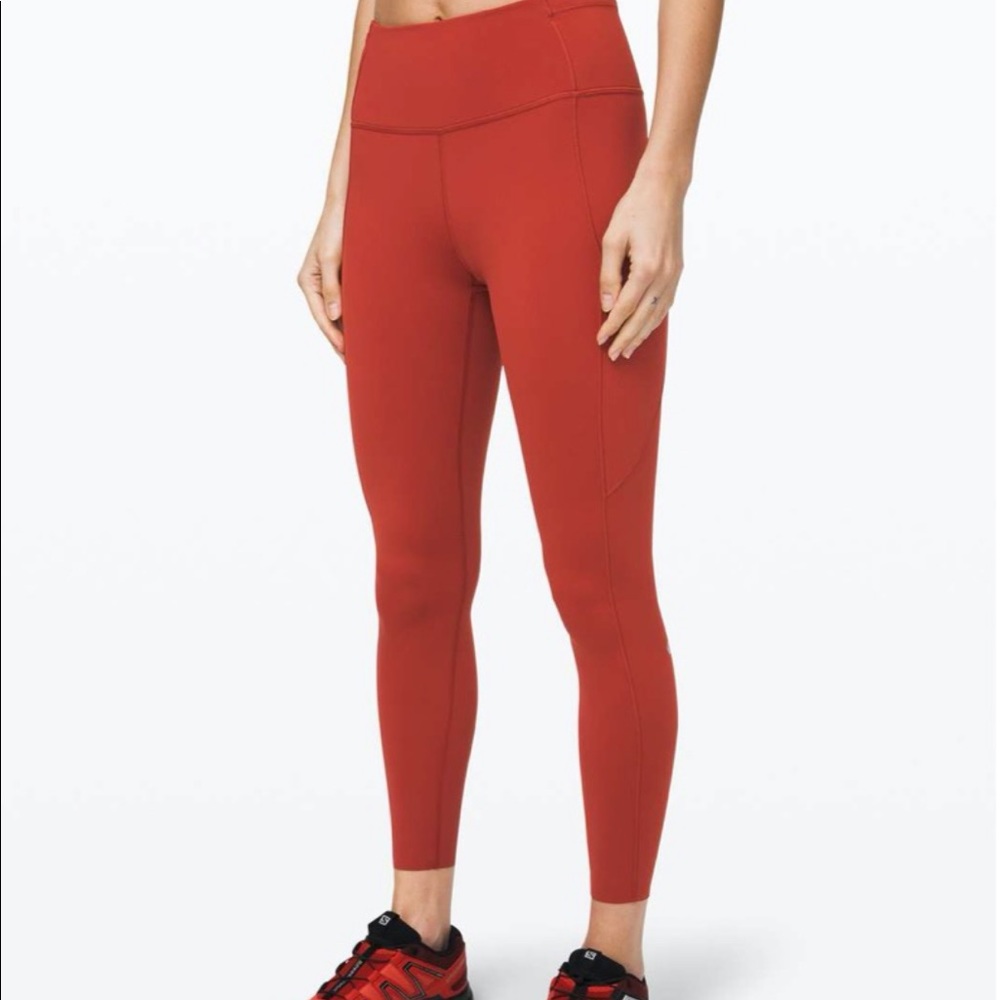 Lululemon Fast and Free 25” Magma Red Leggings (0)